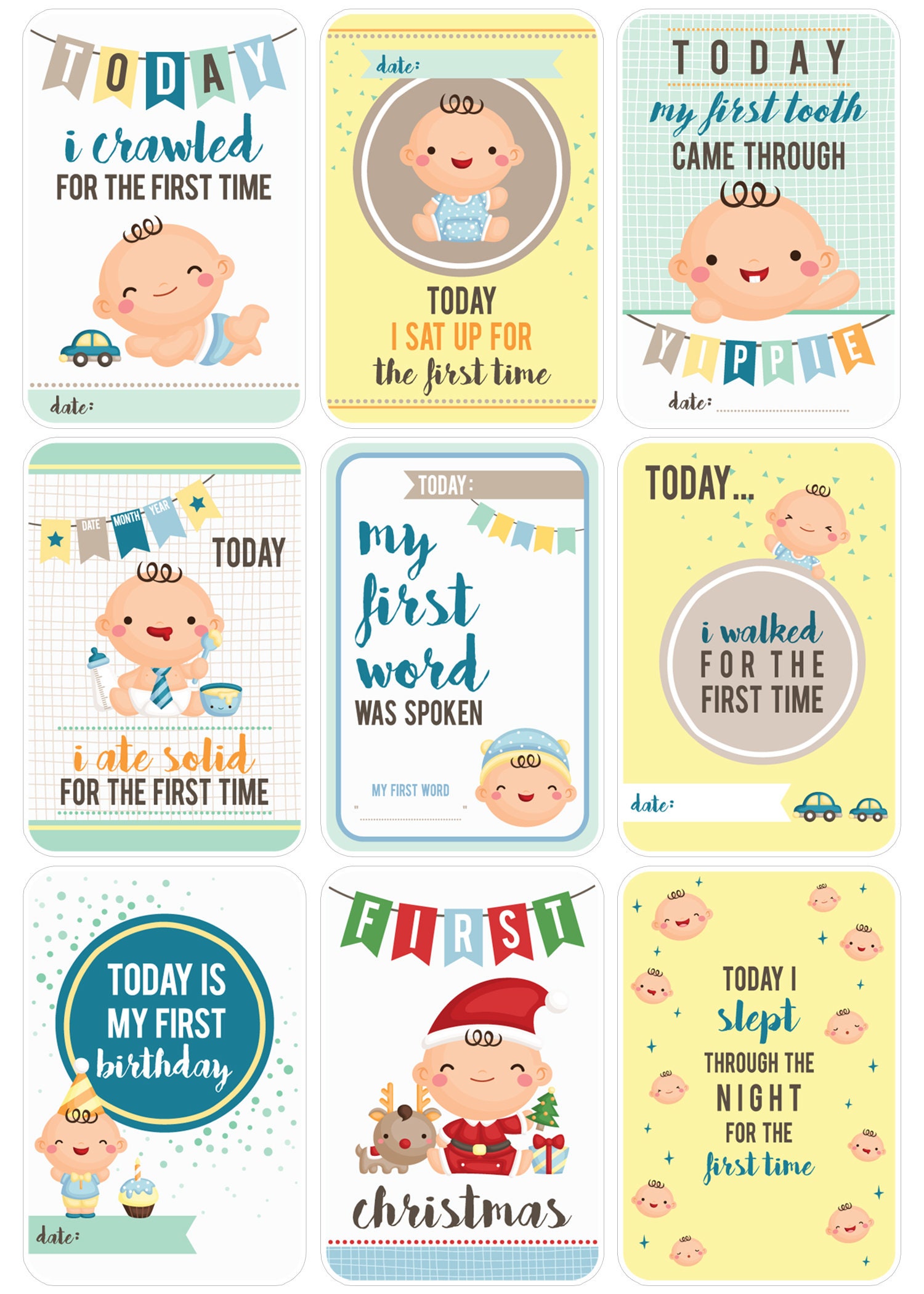 15 Baby Boy Milestone Planner Stickers, Baby Boy Shower Stickers ...