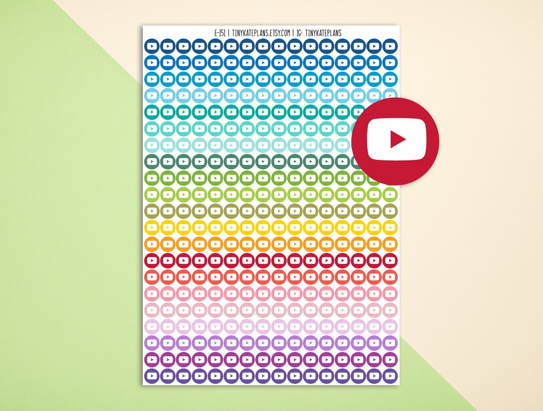 Tiny Youtube Dot Planner Stickers, Colorful Mini Dot Icon Planner ...