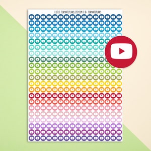Winzige YouTube Dot Planner Sticker, Bunte Mini Dot Icon Planner Sticker, ECLP Dot Sticker, Social Media Planner Sticker. E-151.