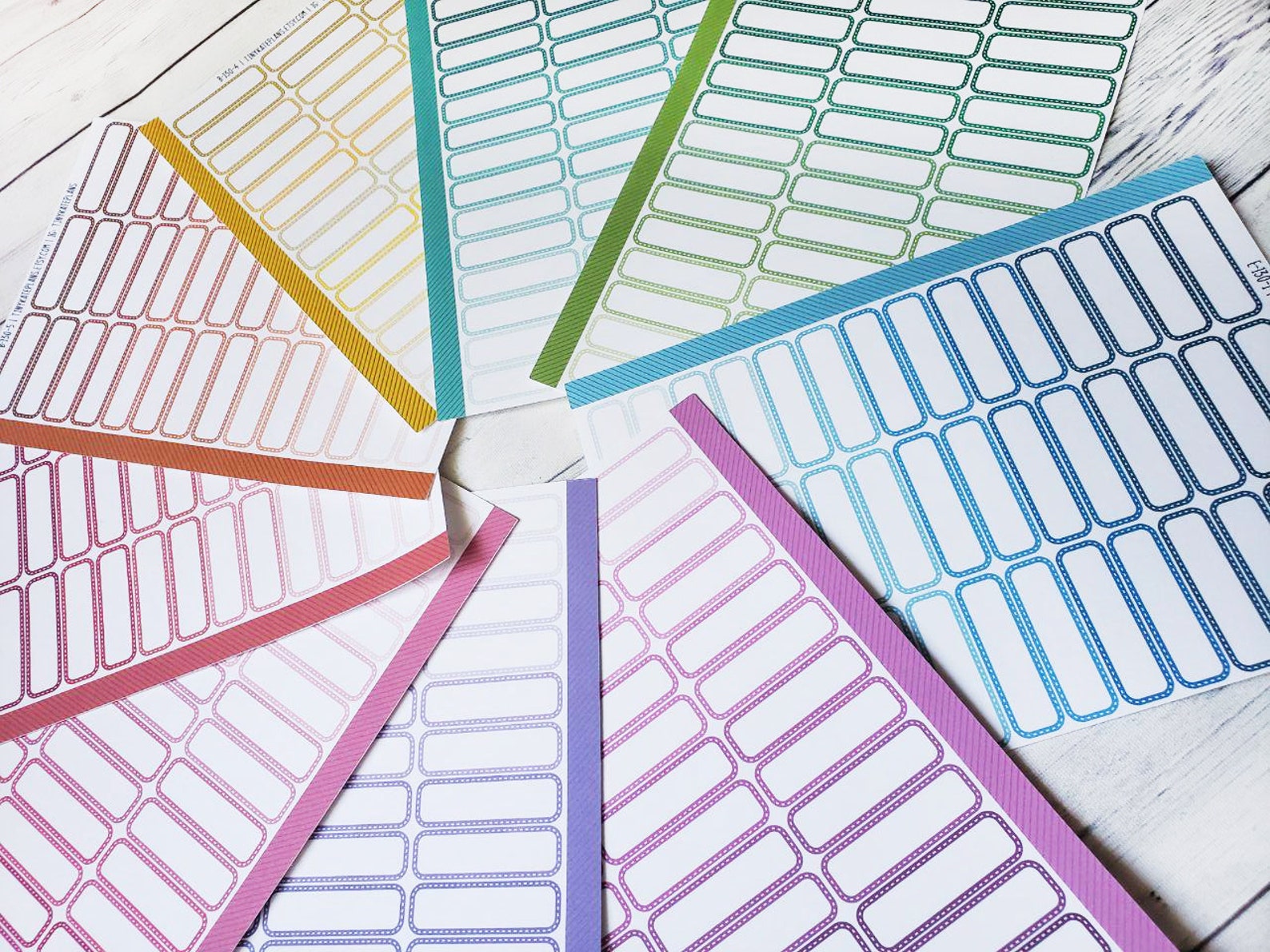 42 Quarter Box Stitched Rainbow Planner Stickers, Erin Condren VERTICAL ...