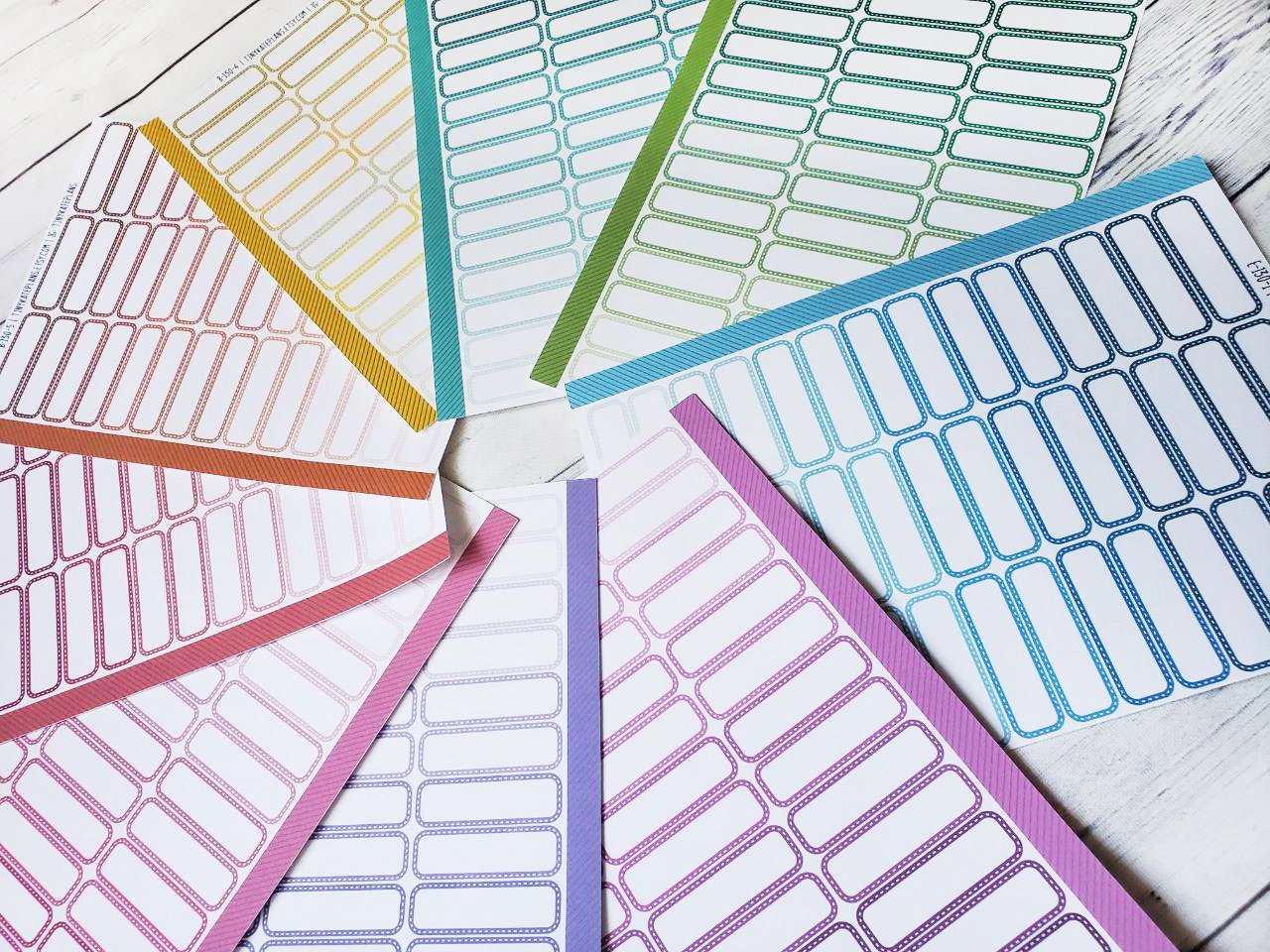 42 Quarter Box Stitched Rainbow Planner Stickers, Erin Condren VERTICAL ...