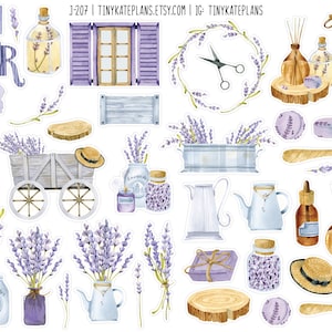 Pegatinas del planificador de cosas de lavanda, pegatinas del planificador floral de lavanda diminuta, pegatinas de Bujo de verano púrpura, pegatinas de penpal de lavanda de verano. J-207