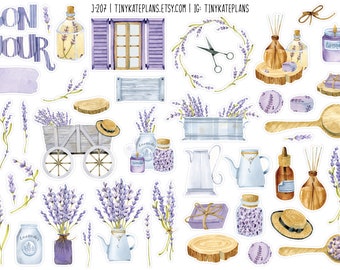 Lavender Things Planner Stickers, Tiny Lavender Floral Planner Stickers, Purple Summer Bujo Stickers, Summer Lavender Penpal Stickers. J-207