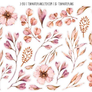 Leeftijd roze bloemen stickers, roze bloem Penpal stickers, botanische planner stickers, roze bloem Bullet Journal stickers, oude bloemen. J-130