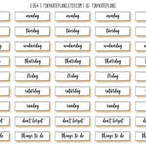 Blocky Weekly Planner Stickers, Days Of The Week Planner Stickers,Doodle Style Bullet Journal Stickers, Days Of The Week Stickers. E-264