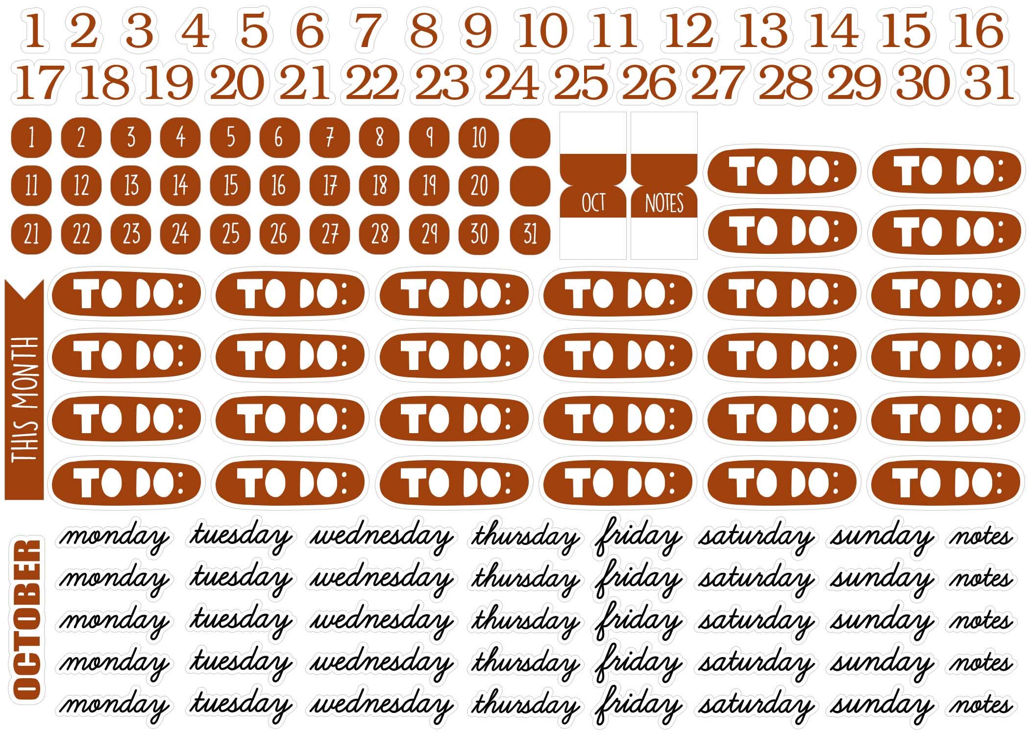 OCTOBER Build A Planner Planner Sticker Kit, Monthly Planner Stickers ...