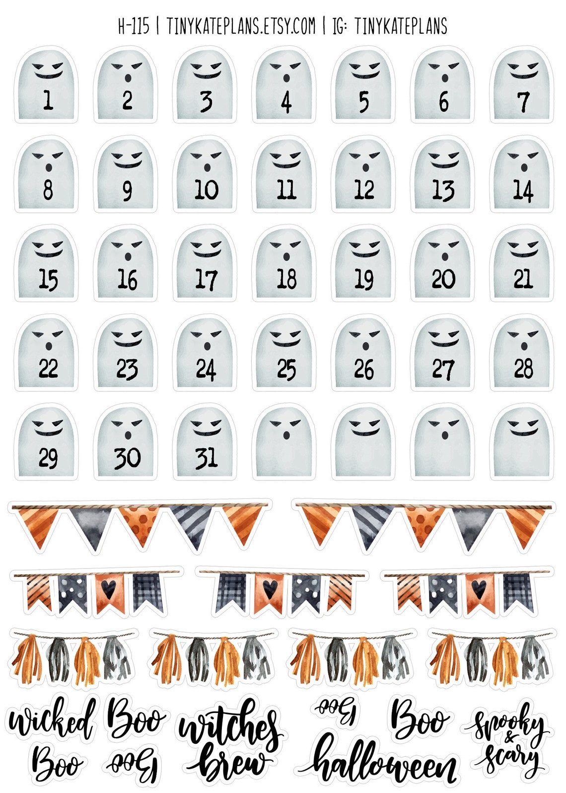 Ghost Date Cover Planner Sticker Halloween Kalender Countdown Etsy