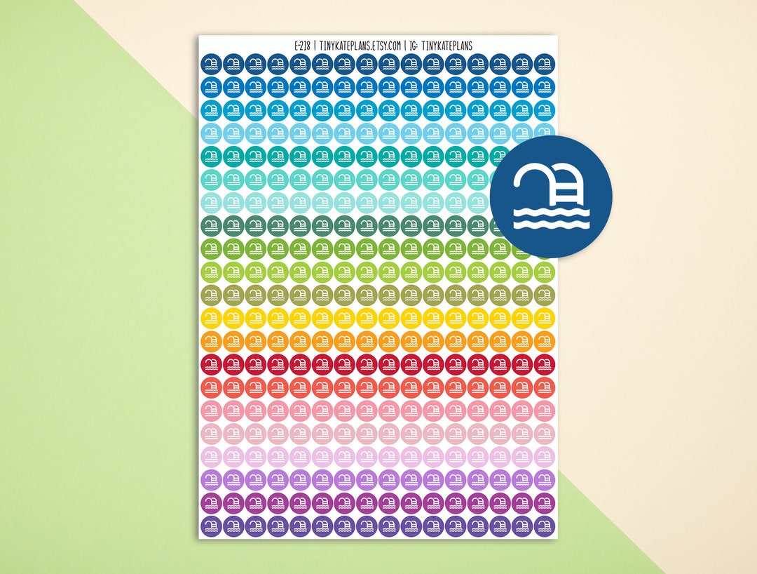 Tiny Swimming Pool Dot Planner Stickers, Fitness Swimming Dot Planner ...