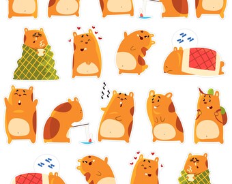 Cute Orange Hamsters Planner Stickers, Hamster Lover Planner Stickers, Animal Bullet Journal Stickers, Cute Pet Stickers. A-149