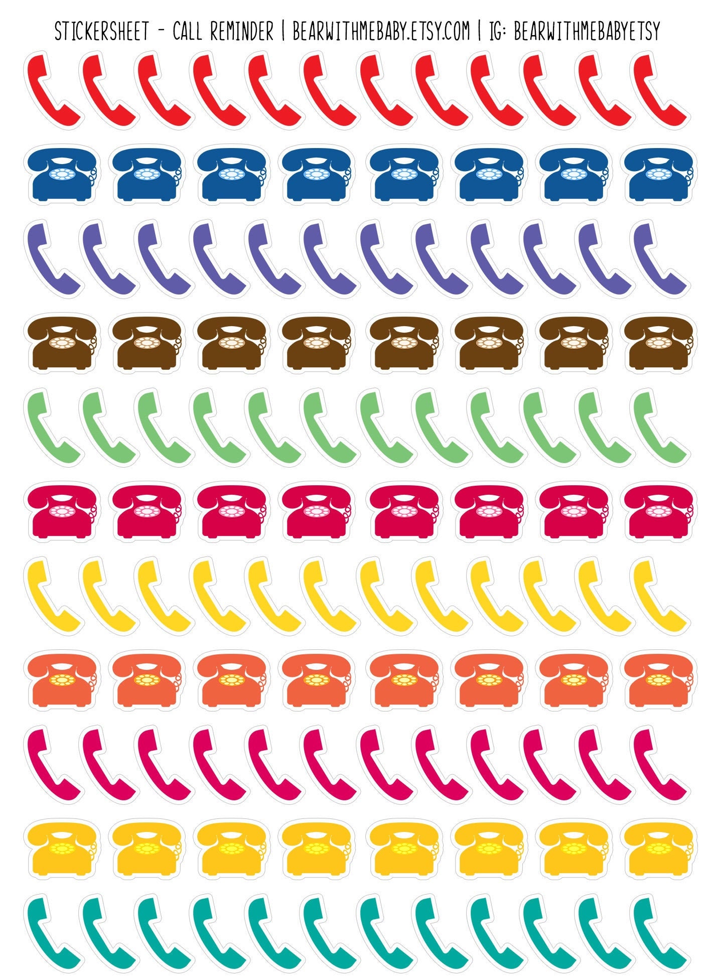 Call List Sticker 112 Call Reminder Planner Stickers, Tiny Phone Planner Stickers ...
