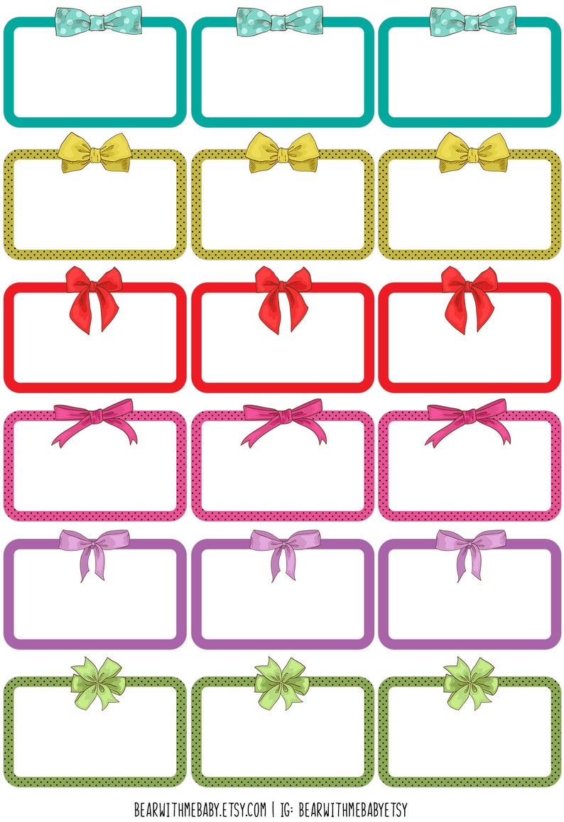 18 Half Box With Bow Stickers for Erin Condren VERTICAL Life Planner ...