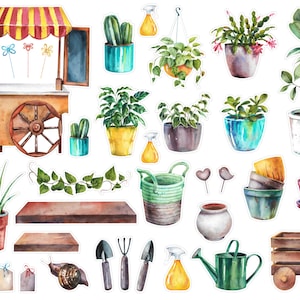 Stickers pour agenda de jardin printanier, petits pots de fleurs, stickers pour carnet de notes en pot de fleurs, stylos autocollants fleurs de printemps. ES-128