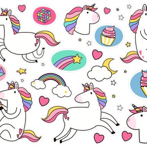 Unicorns Planner Stickers, Magical Animal Planner Stickers, Birthday Unicorn Stickers, Hearts & Cupcake Unicorn Bujo Stickers. A-213