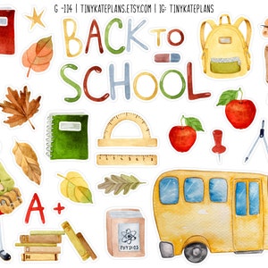 Stickers aquarelle pour la rentrée scolaire, autocollants pour agenda de lecture de livres, autocollants pour carnet de notes, lecture Bujo. G-114