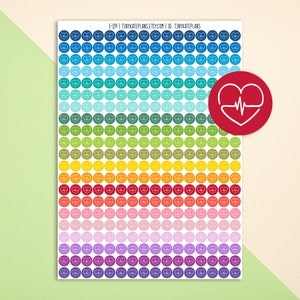 336 petits autocollants pour agenda de fréquence cardiaque, mini autocollants colorés pour agenda d'entraînement, autocollants ECLP, autocollants Doctor Appt. E-139.