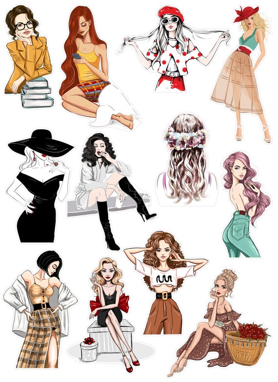 Vintage Inspired Lady Stickers for Junk Journals, Vintage Girls