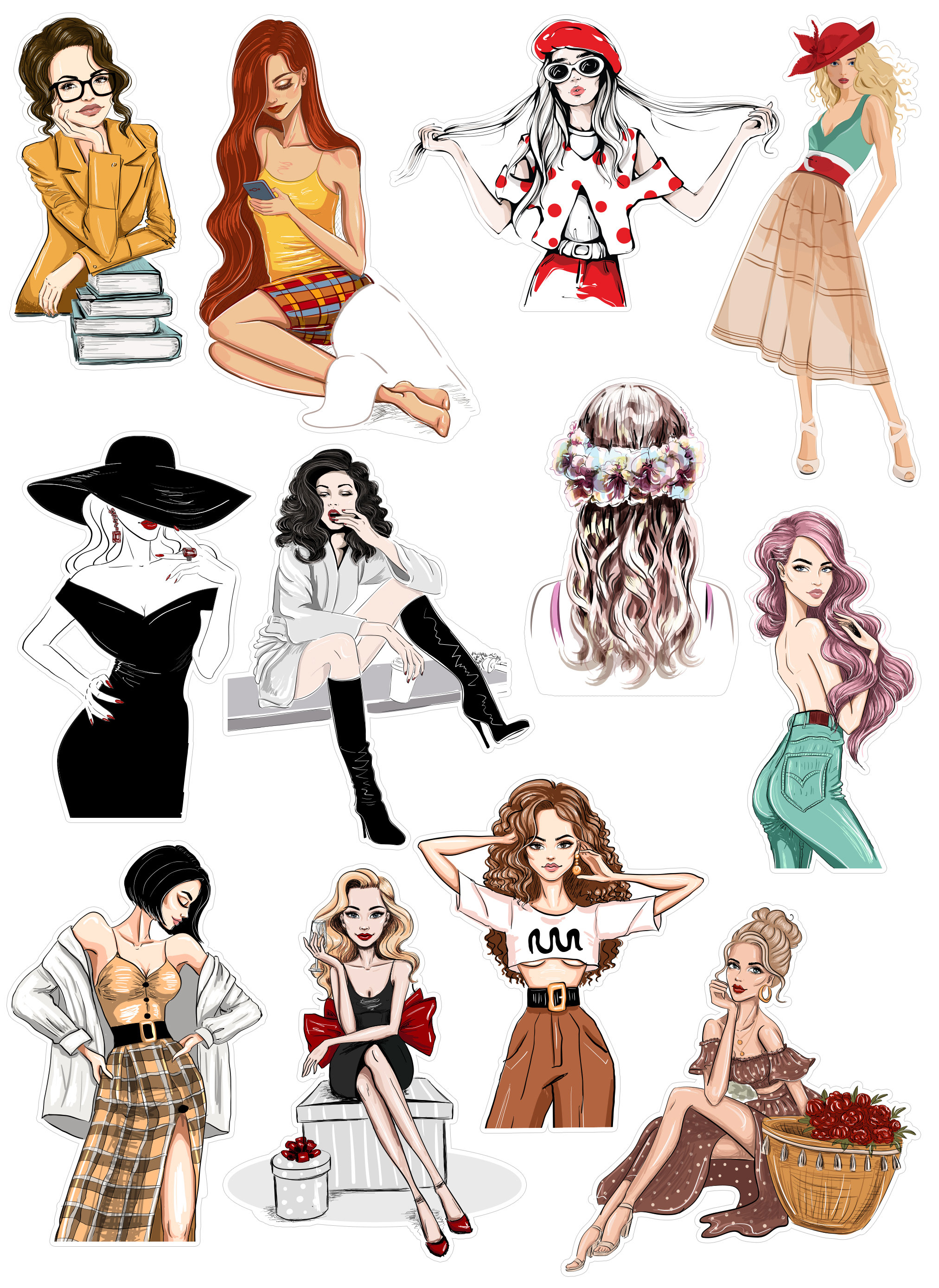 Vintage Inspired Lady Stickers for Junk Journals, Vintage