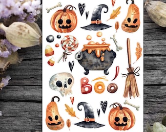 Adesivi per pianificatore di Halloween, adesivi per pianificatore di Halloween, adesivi scheletro, adesivi per pianificatore di proiettili, adesivi di zucca. H-101.