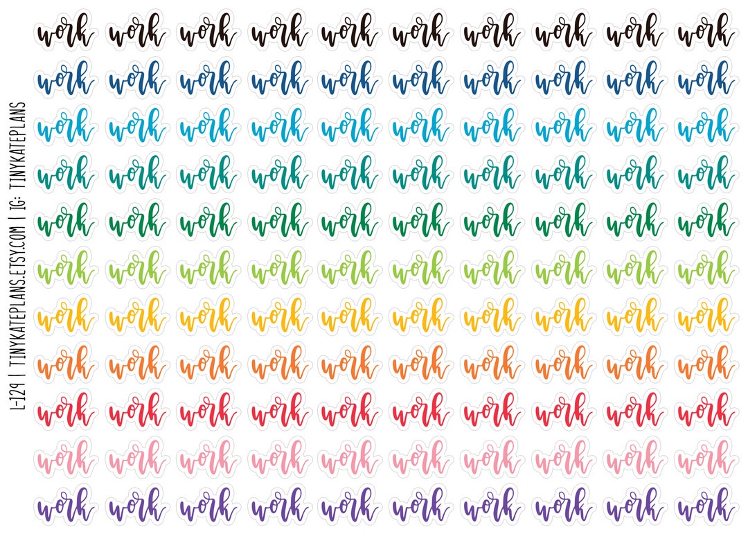 110 Tiny Work Wording Planner Stickers, Colorful Mini Work Planner ...