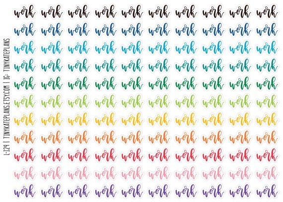 110 Tiny Work Wording Planner Stickers, Colorful Mini Work Planner Stickers, ECLP Stickers, Wording Work Bullet Journal Stickers. L-129
