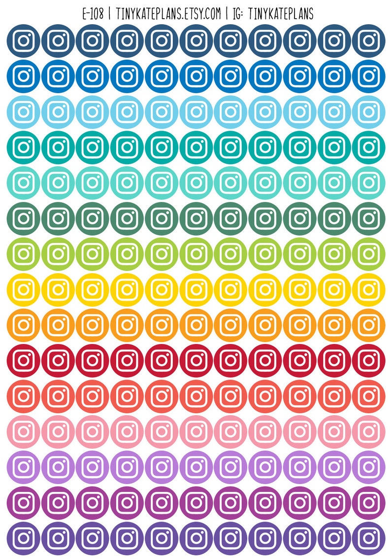 Tiny Instagram Dot Planner Stickers, Colorful Mini Dot Icon Planner ...