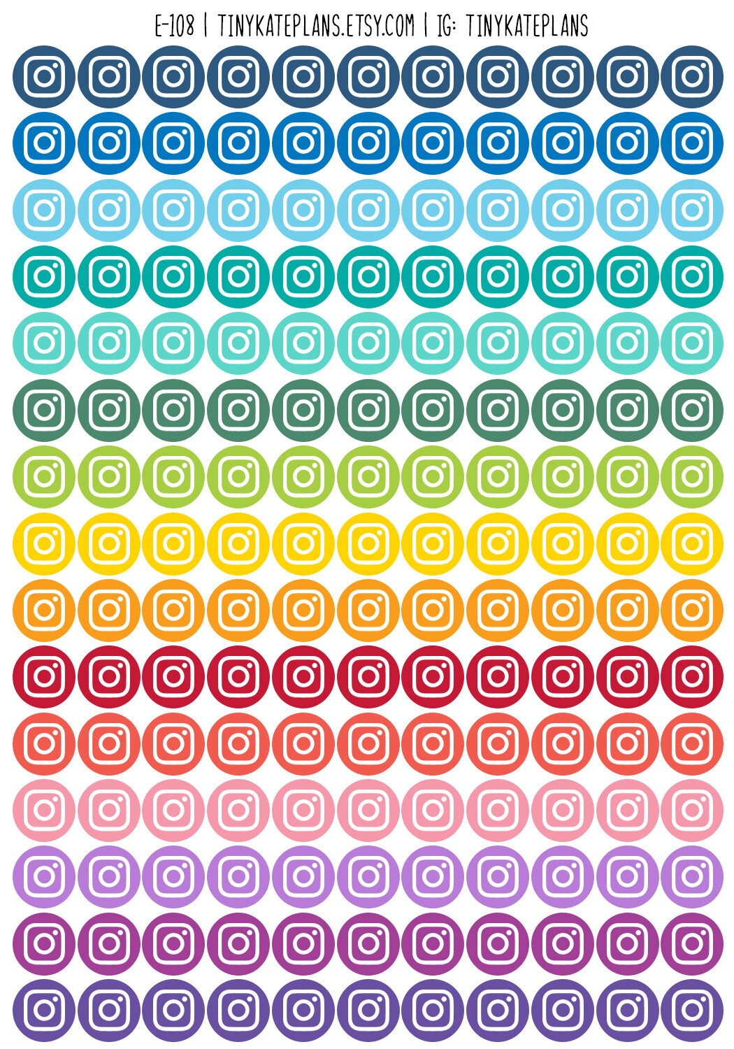 Tiny Instagram Dot Planner Stickers, Colorful Mini Dot Icon Planner ...