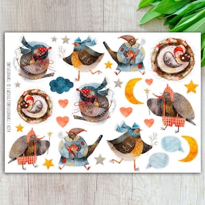 Lot d'autocollants d'agenda pour les oiseaux, d'autocollants pour amoureux des oiseaux, d'autocollants pour Bullet Journal, d'oiseaux amusants. A-228