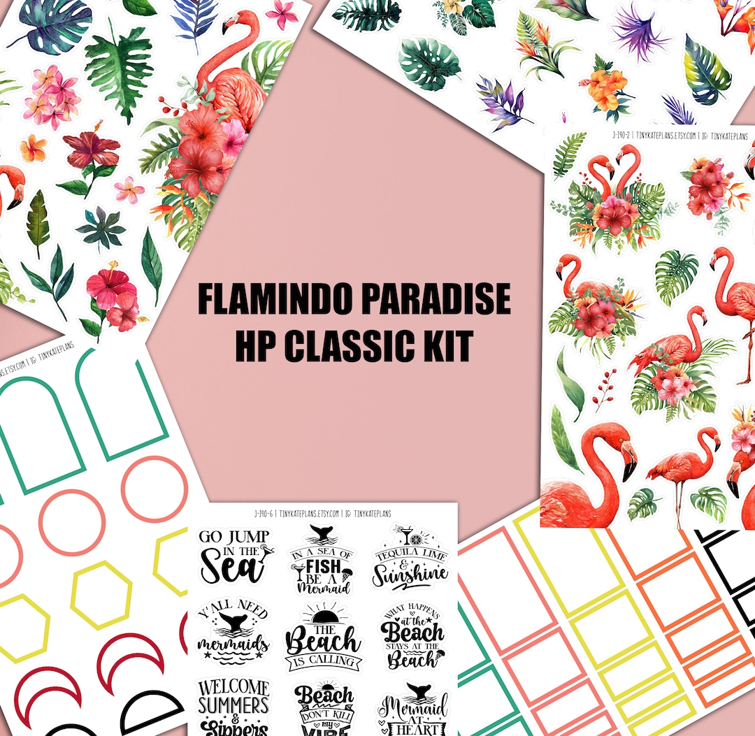 Flamingo Paradise Happy Planner Sticker Kit, Pink Tropical Planner ...