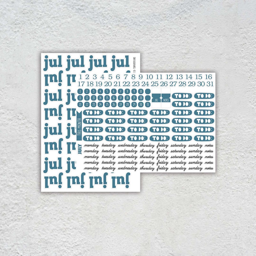 JULY Build A Planner Planner Sticker Kit, Monthly Planner Stickers ...