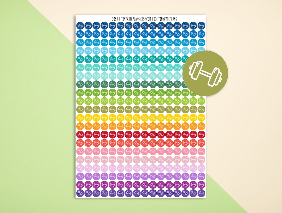 Tiny Workout Dot Planner Stickers, Colorful Mini Dumbbell Dot Planner ...