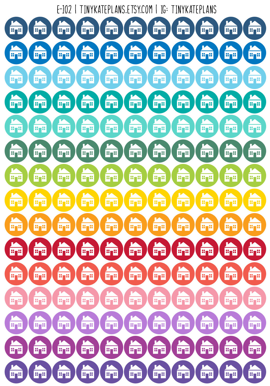 Tiny House Dot Planner Stickers, Colorful Mini Dot Home Planner ...