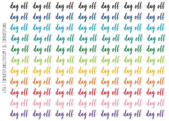 77 Day Off Script Planner Stickers, Day Off EC Life Planner Stickers, Day Off Wording Planner Stickers, Holiday Bujo Stickers. L-236