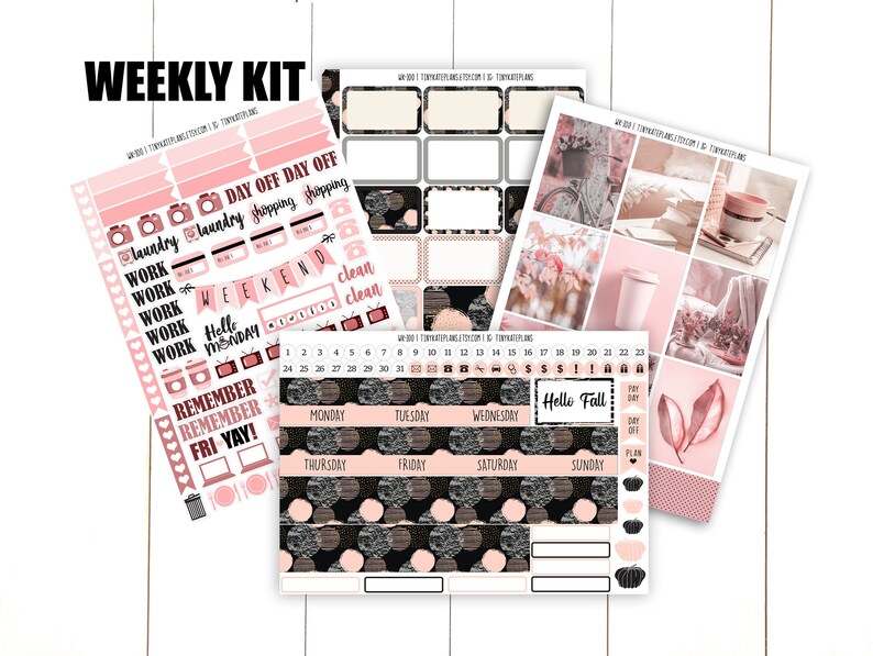 Pink Cozy Fall Weekly Planner Sticker Kit for Erin Condren Life Planner ...