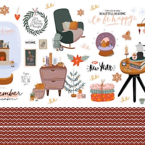Stay Cozy Christmas Planner Stickers, Christmas Home Stickers, Cozy Winter Planner Stickers, Christmas Bullet Journal Sticker. X-141