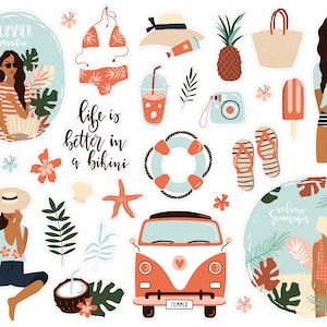 Pegatinas de Boho Summer Girl Planner, pequeñas pegatinas de Boho Planner, pegatinas de vacaciones Boho, pegatinas de Summer Boho Bullet Journal, Penpal. J-120