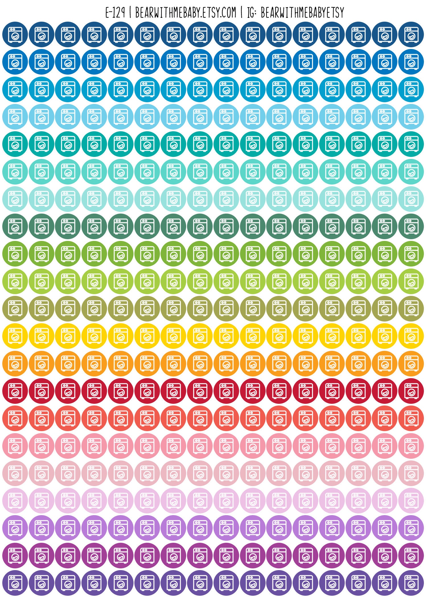 Tiny Laundry Dot Planner Stickers, Colorful Mini Dot Icon Planner ...