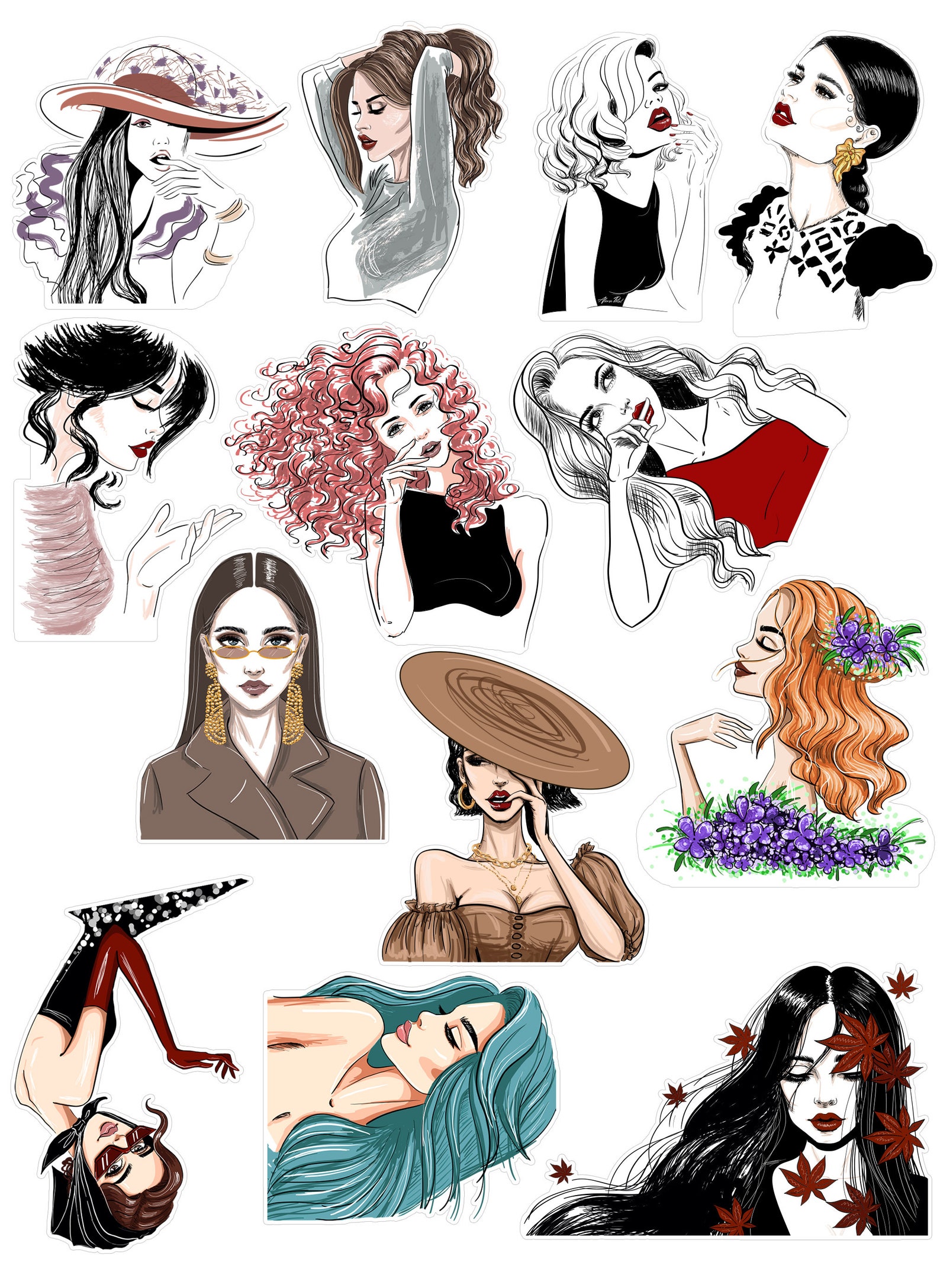 Vintage Inspired Lady Stickers for Junk Journals, Vintage Girls ...