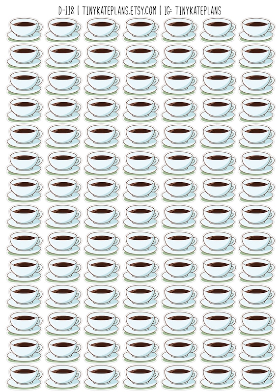 98 Coffee Cup Planner Stickers, Tiny Planner Stickers, Drink Planner Stickers, Beverage Planner Stickers, Coffee Bujo Stickers. D-118