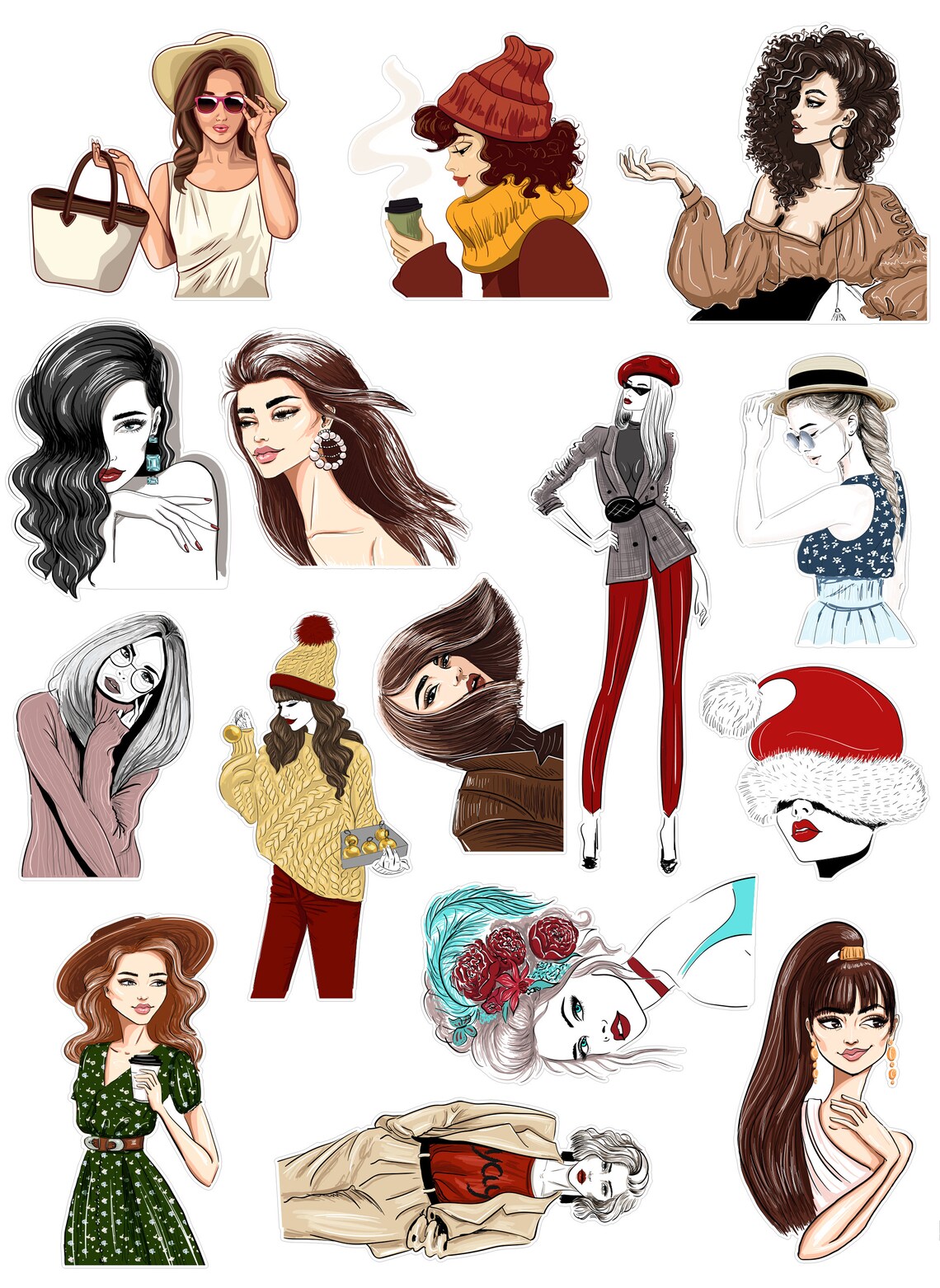 Random Lady Sticker Vintage Inspired Lady Stickers for Junk Journals, Vintage Girls ...