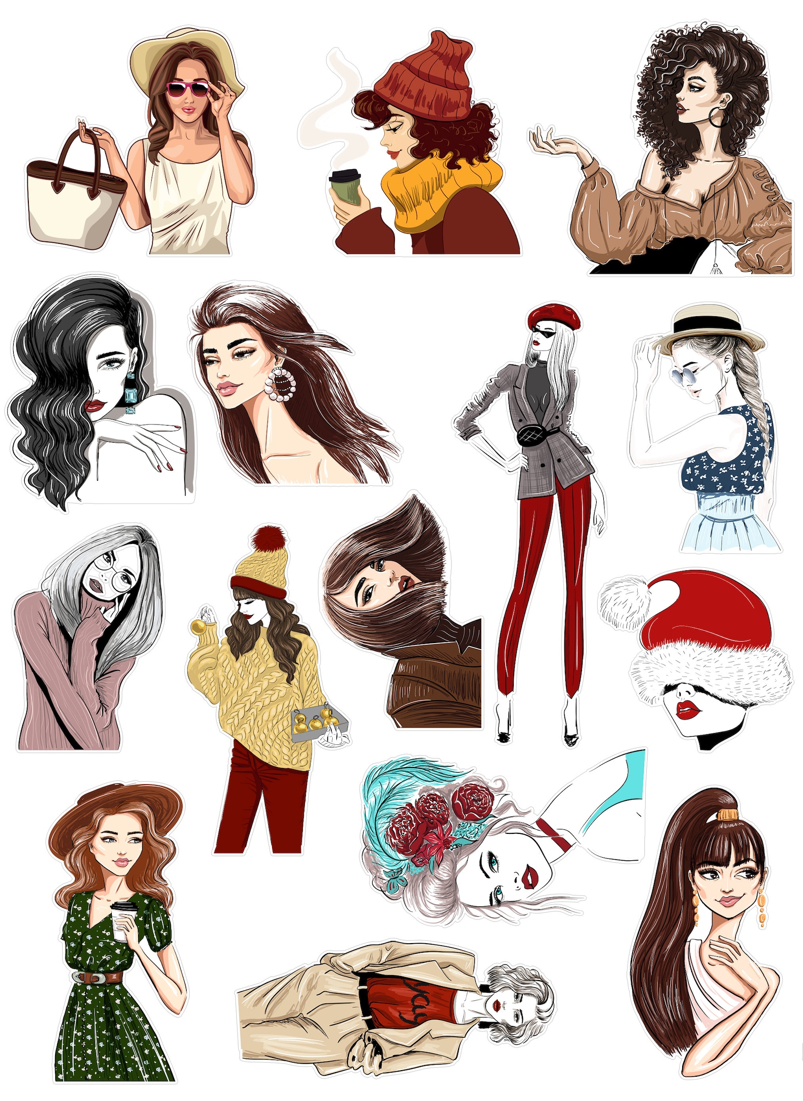 Vintage Inspired Lady Stickers for Junk Journals, Vintage Girls ...