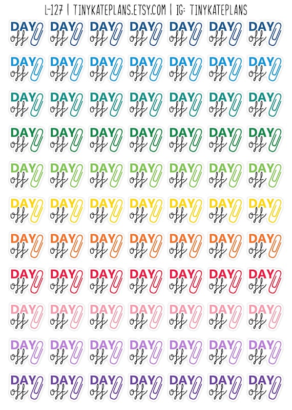 77 Day Off Planner Stickers, Day Off Erin Condren Life Planner Stickers, Paper Clip Day Off Planner Stickers, Day Off Bujo Stickers. L-127