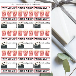 51 filmavondplannerstickers, kleine filmavondplannerstickers, maandelijks aan het kijken naar kalenderstickers, Bujo-stickers. L-138