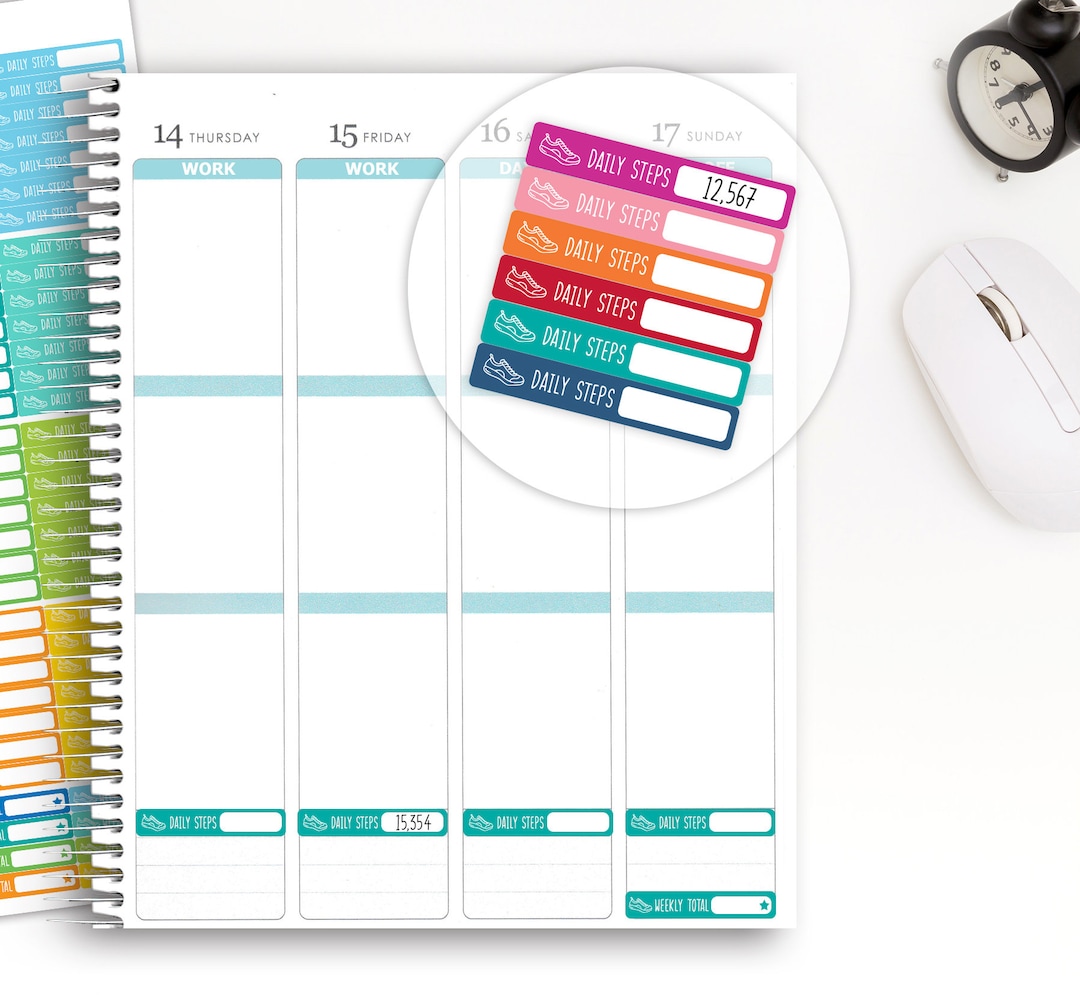 72 Step Tracker Stickers for Erin Condren Life Planner, Fitness Planner ...