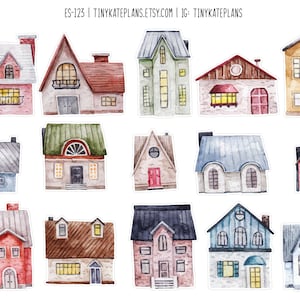 Stickers d'agenda maisons de printemps, stickers maisons de magasin mignons, stickers d'agenda d'été confortables, stickers Bullet Journal de boutique d'été. ES-123