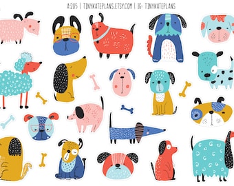 Colorful Dog Planner Stickers, Cat Lover Planner Stickers, Dog Lover Stickers, Cat and Dog Bullet Journal Stickers. A-205