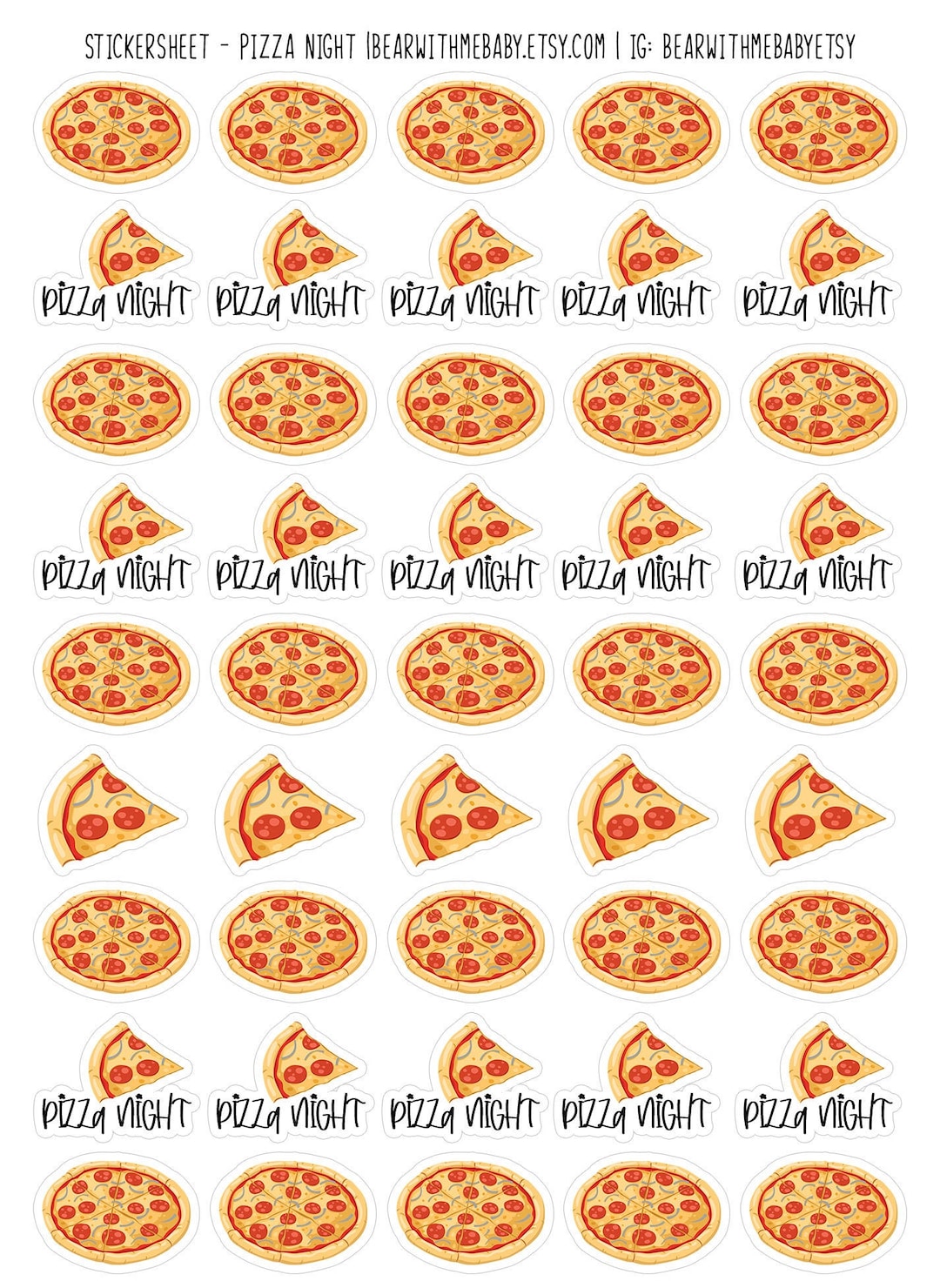 45 Tiny Pizza Night Planner Stickers, Meals Tiny Planner Stickers, Food ...