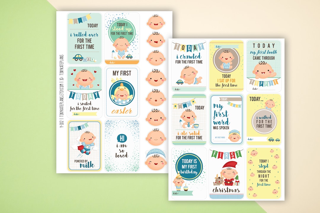 15 Baby Boy Milestone Planner Stickers, Baby Boy Shower Stickers ...
