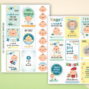 15 stickers pour bébé garçon, stickers pour baby shower de bébé garçon, stickers pour bébé Bullet Journal, sticker cadeau de baby shower grossesse. Y-101