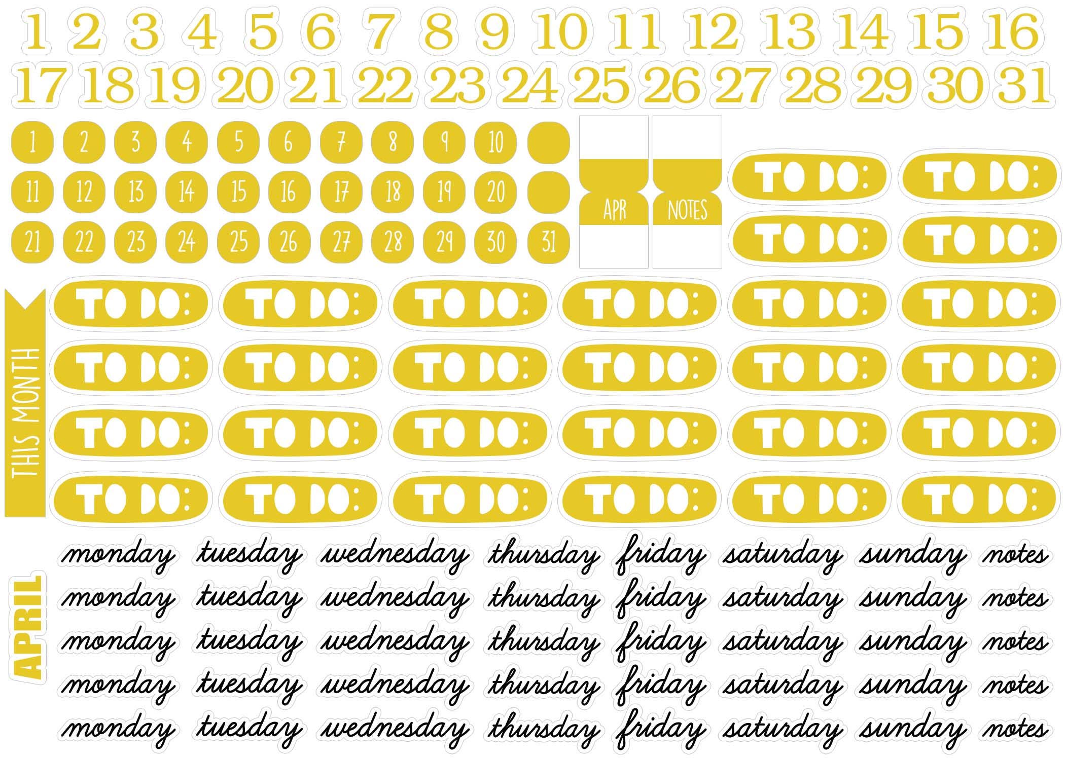 APRIL Build A Planner Planner Sticker Kit, Monthly Planner Stickers ...