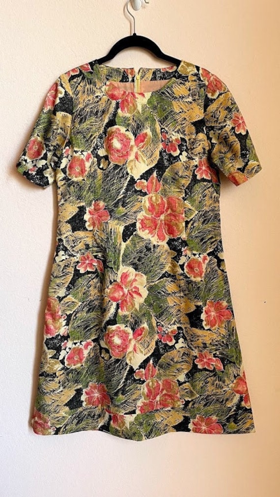 Japanese Vintage Silk Hibiscus Shift Dress
